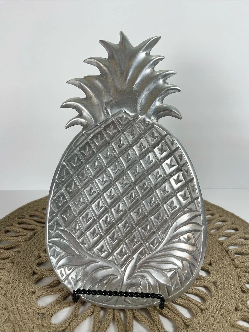 Vintage IHI Pewter Pineapple Serving Tray Made in India Tropical Decor 11”